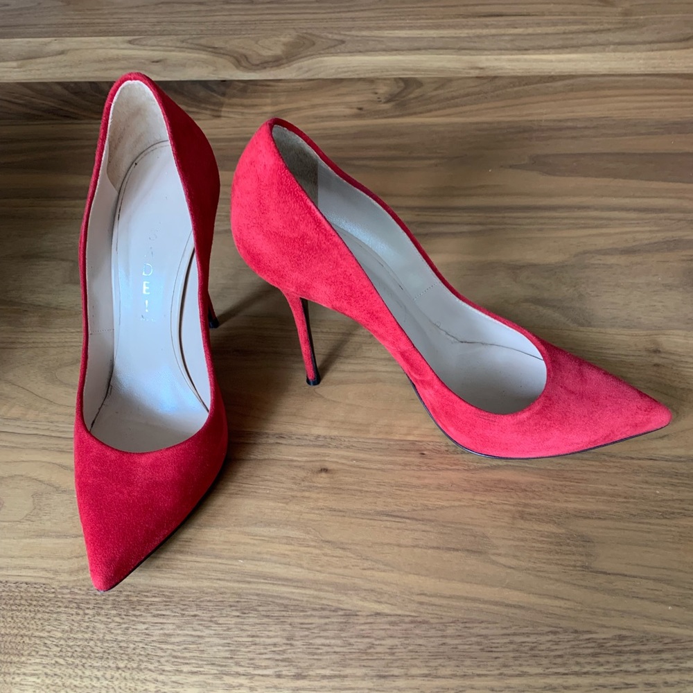 Casadei pellame classic red suede pumps